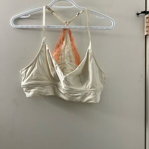 Aerie Cream and Orange Lace Bralette